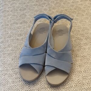 Cloudsteppers by Clarks Light Blue Suede Wedge Sandals